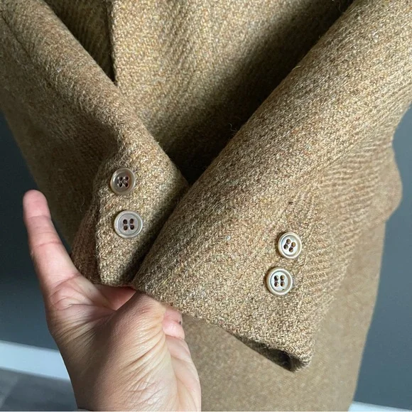 Chipp Harris Tweed Camel Wool Overcoat Men’s 40S Ivy League Vintage Coat - Picture 3 of 14